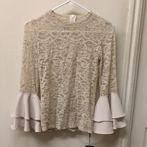 Venti6 Lace Bell Sleeve Top